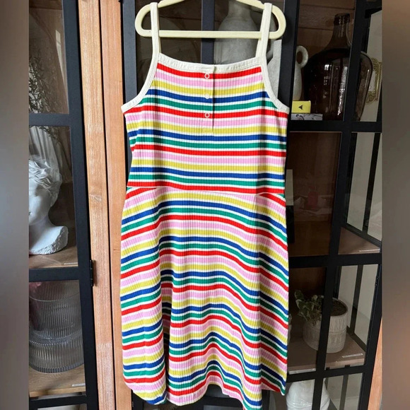 BUNDLE 2 Hanna Andersson Girls Striped Cami Fit & Flare Dress rainbow ribbed - Picture 2 of 7